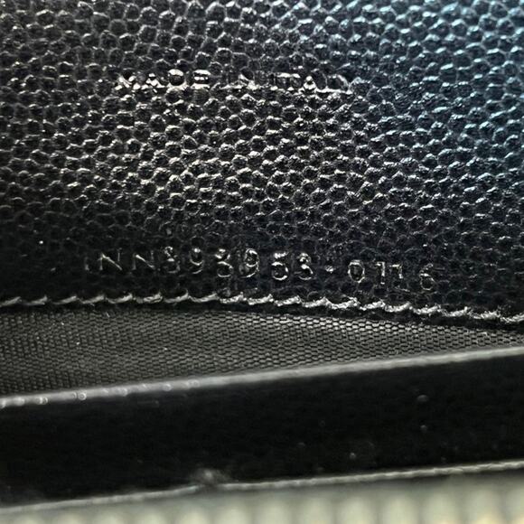 Saint Laurent YSL Grain De Poudre Matelasse Chevron Envelope Chain Wallet Black - Picture 13 of 13